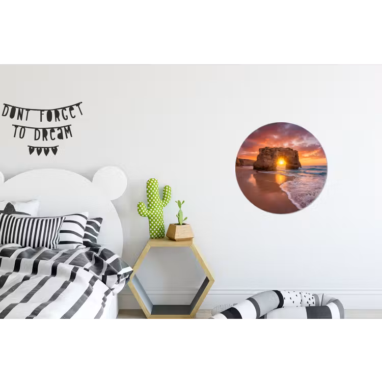Kust - Rots - Zonsondergang - Zee - Natuur Wandcirkel aluminium klein -kinderkamer