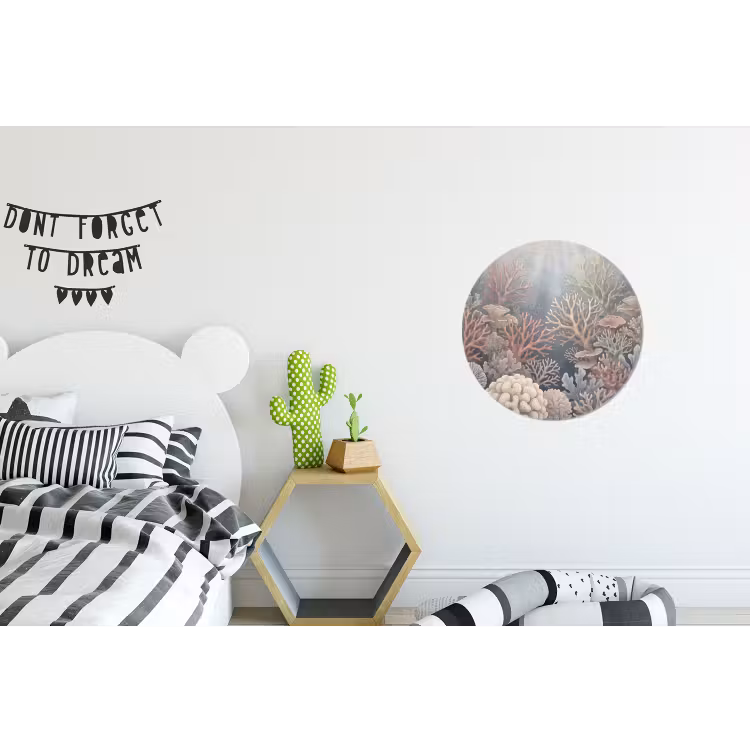 Koraal - Zeeleven - Onderwater - Illustratie - Natuur Wandcirkel aluminium klein -kinderkamer