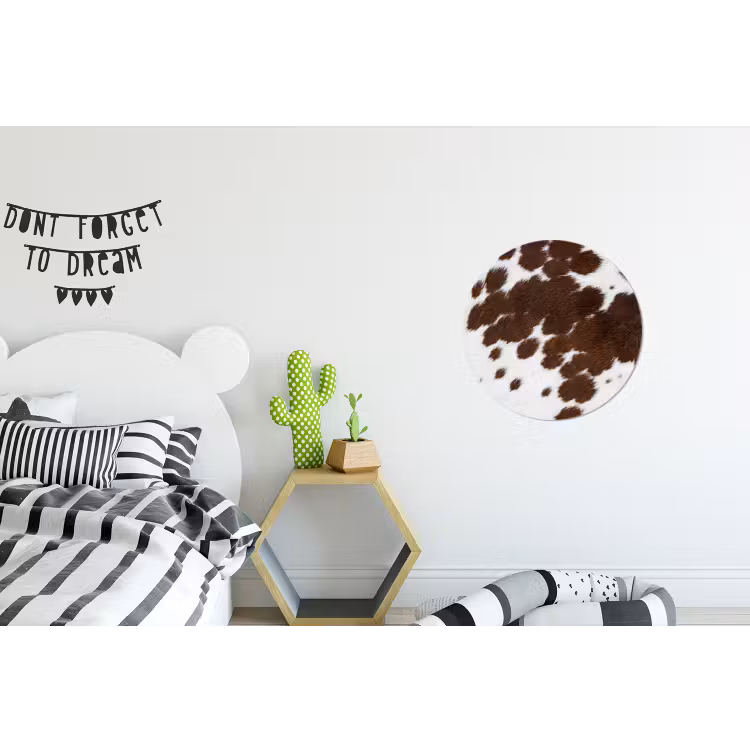 Koeienhuid - Klassiek - Bruin Wandcirkel aluminium klein -kinderkamer