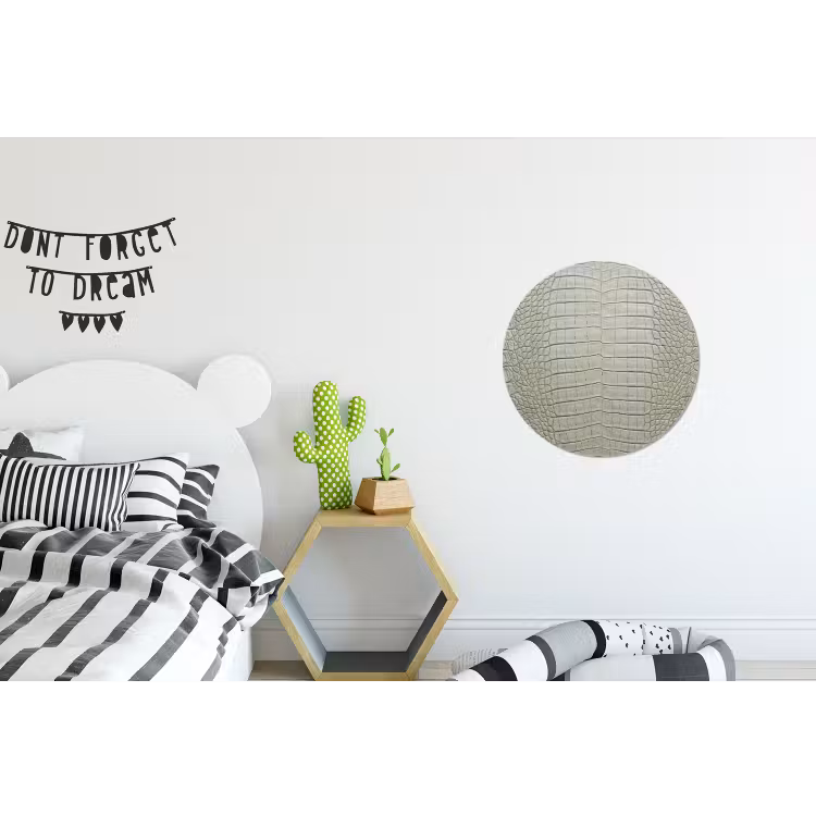 Krokodillenleer - Schubben - Groen Wandcirkel aluminium klein -kinderkamer