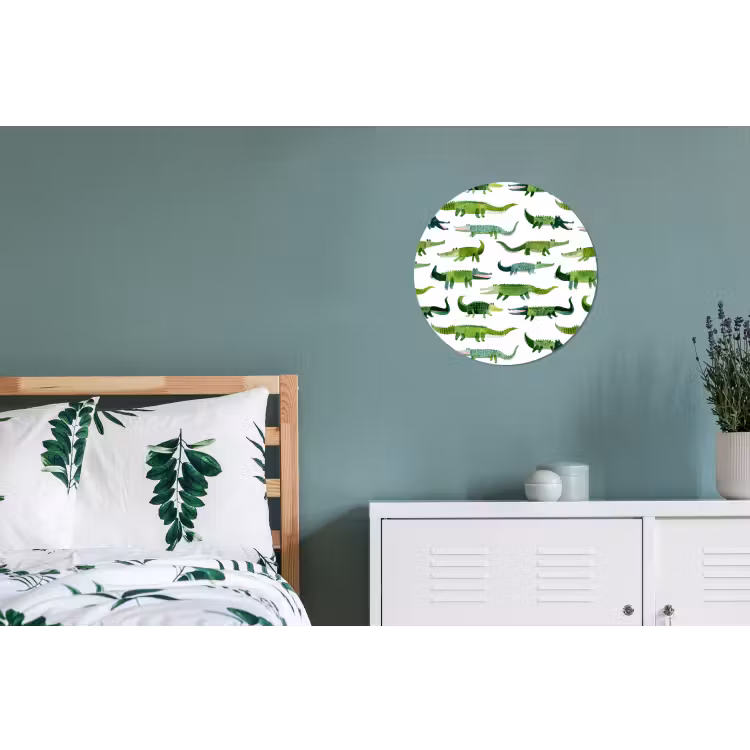 krokodillen - Speels - Groen Wandcirkel aluminium klein 190 -slaapkamer
