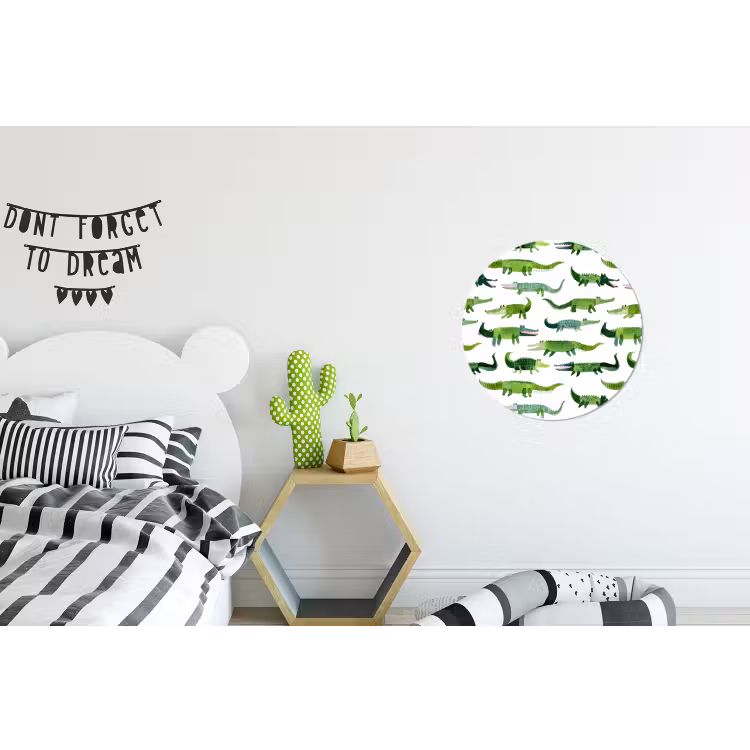 krokodillen - Speels - Groen Wandcirkel aluminium klein 190 -kinderkamer