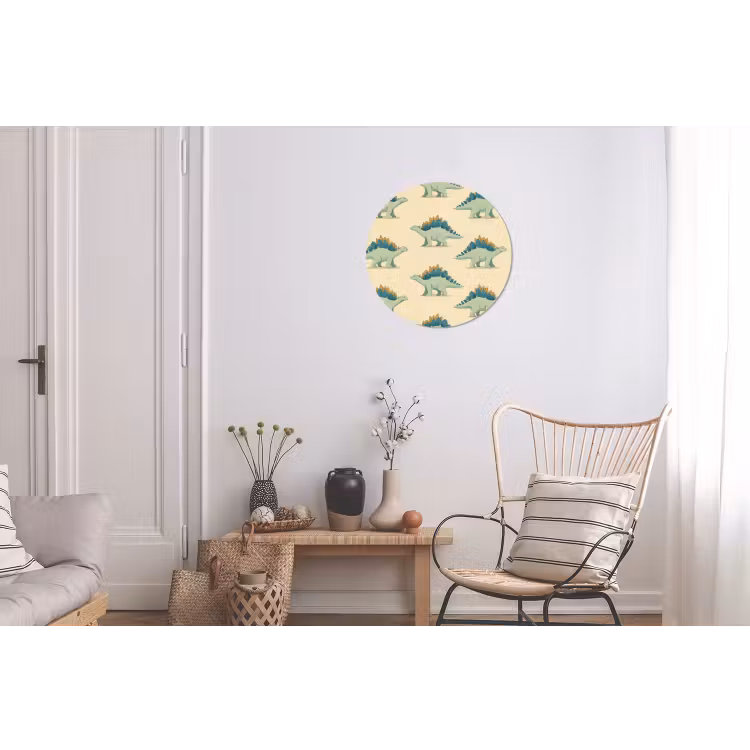 Dino - Patroon - Groen Wandcirkel aluminium klein 190 -woonkamer