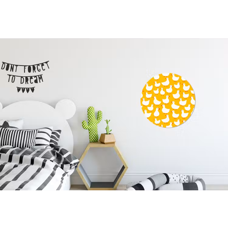 Eendjes - Patroon - Geel Wandcirkel aluminium klein 190 -kinderkamer