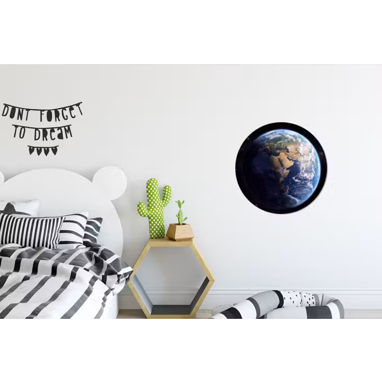 Aarde - Ruimte - Blauw - Groen Wandcirkel aluminium klein -kinderkamer