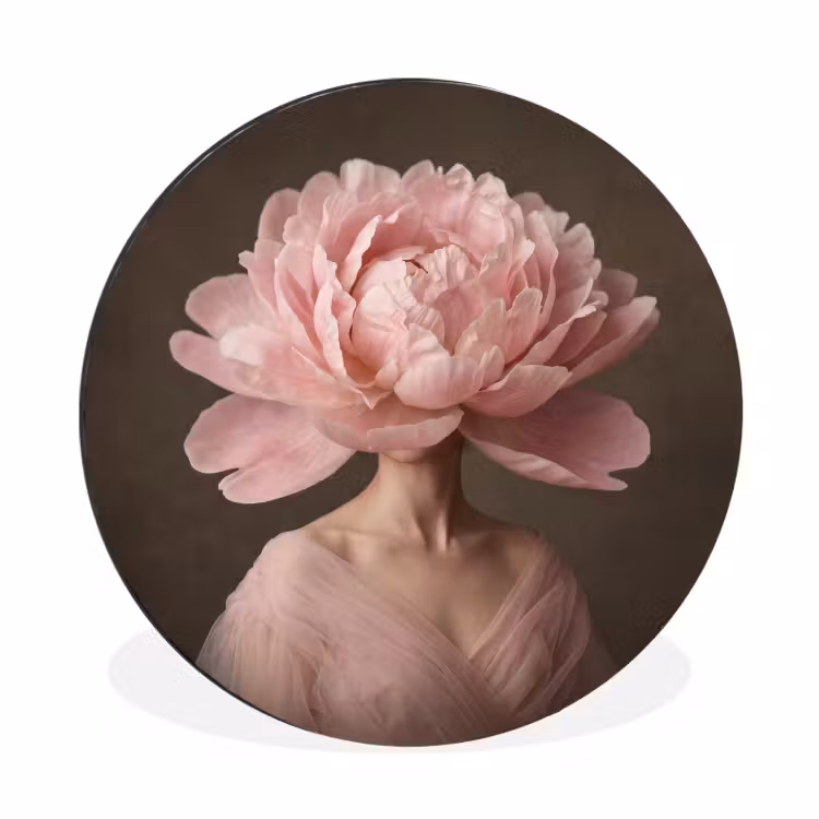 Gezicht - Roos - Roze Wandcirkel aluminium klein -3d