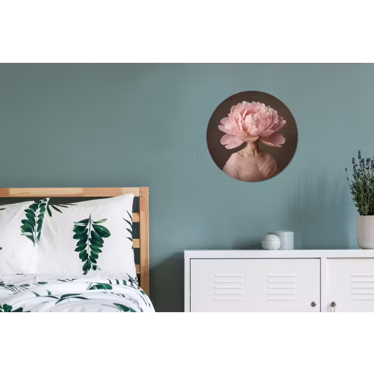 Gezicht - Roos - Roze Wandcirkel aluminium klein -slaapkamer
