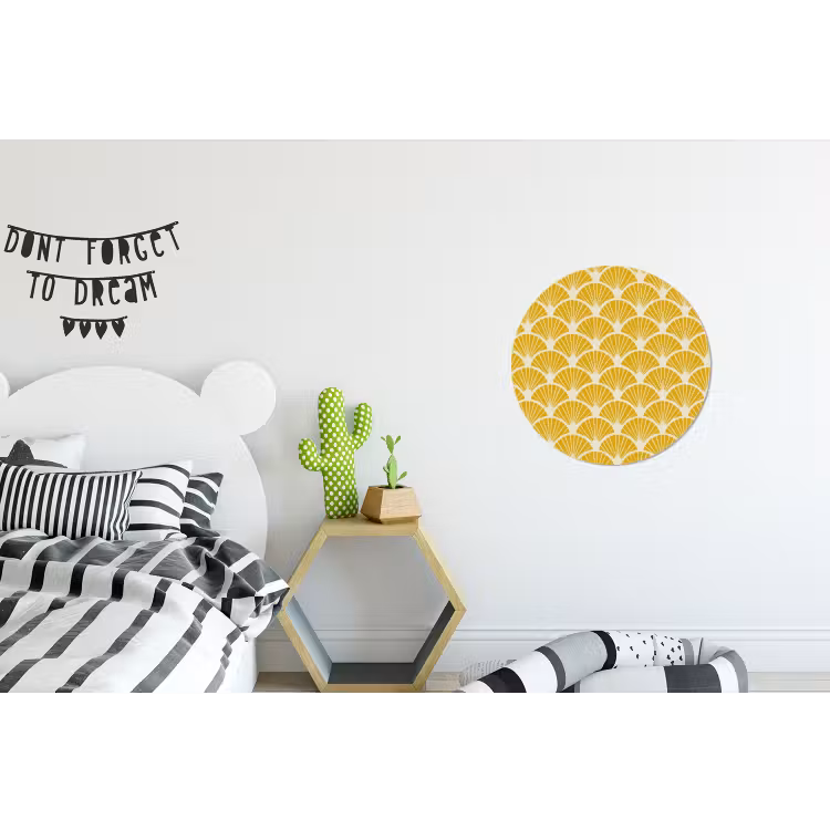 Waaiers - Art Deco - Retro - Okergeel Wandcirkel aluminium klein 190 -kinderkamer