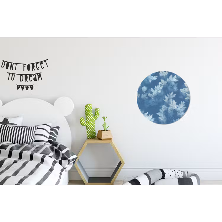 Varen - Botanisch - Patroon - Grijsblauw Wandcirkel aluminium klein 190 -kinderkamer