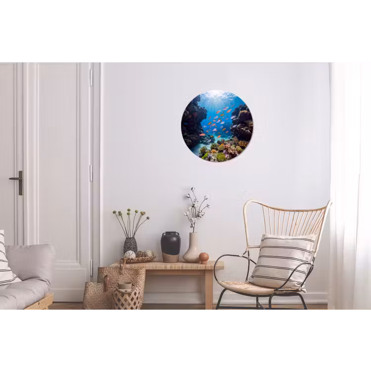 Vis - Koraalrif - Onderwater - Levendig - Blauw Wandcirkel aluminium klein -woonkamer