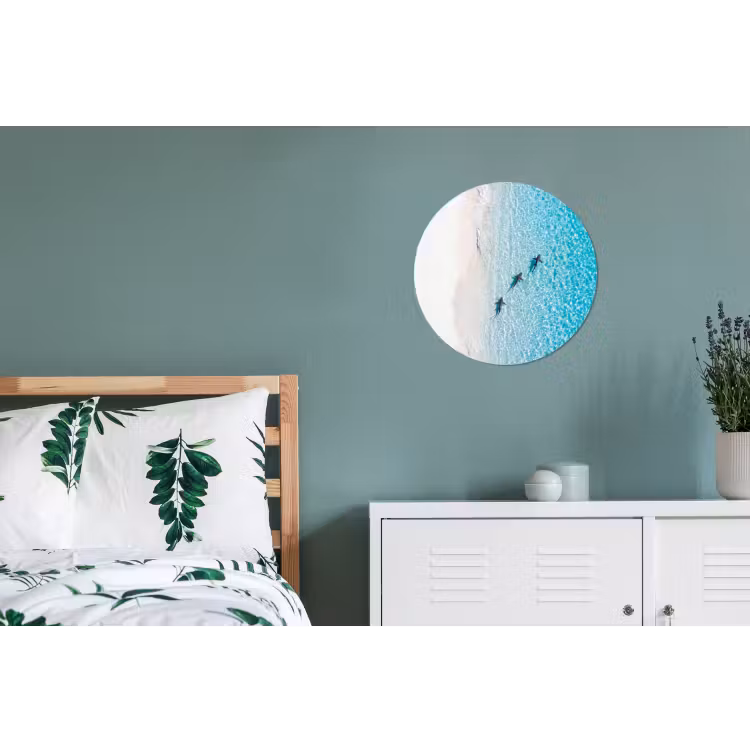 Vis - Oceaan - Strand - Turquoise - Natuur Wandcirkel aluminium klein -slaapkamer