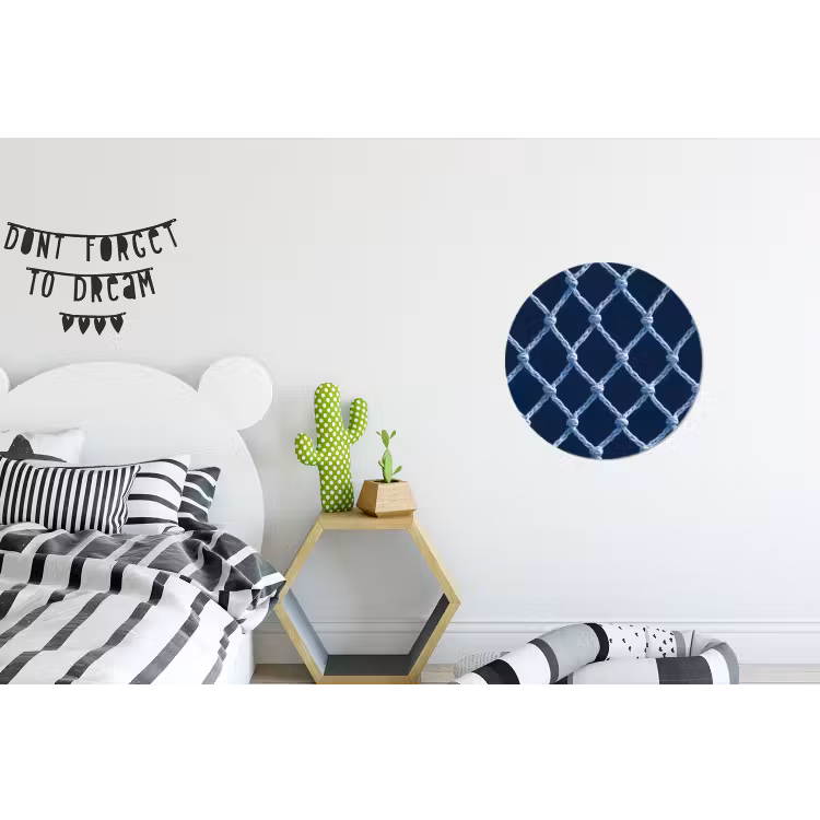 Visnet - Touw - Patroon - Marineblauw Wandcirkel aluminium klein 190 -kinderkamer