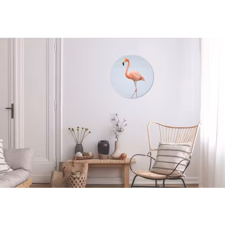 Flamingo - Zee - Roze Wandcirkel aluminium klein -woonkamer