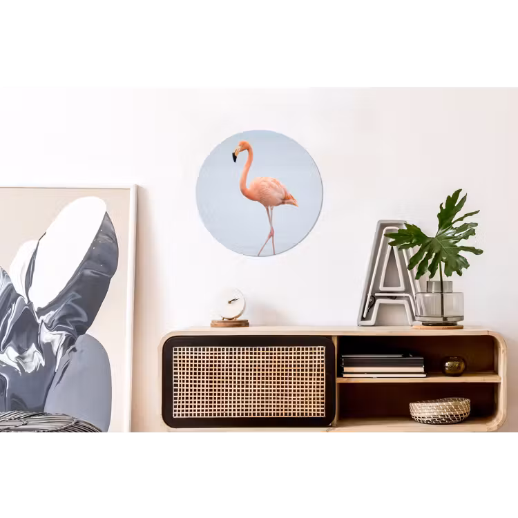Flamingo - Zee - Roze Wandcirkel aluminium klein -kantoor