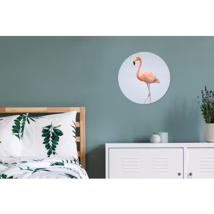 Flamingo - Zee - Roze Wandcirkel aluminium klein -slaapkamer