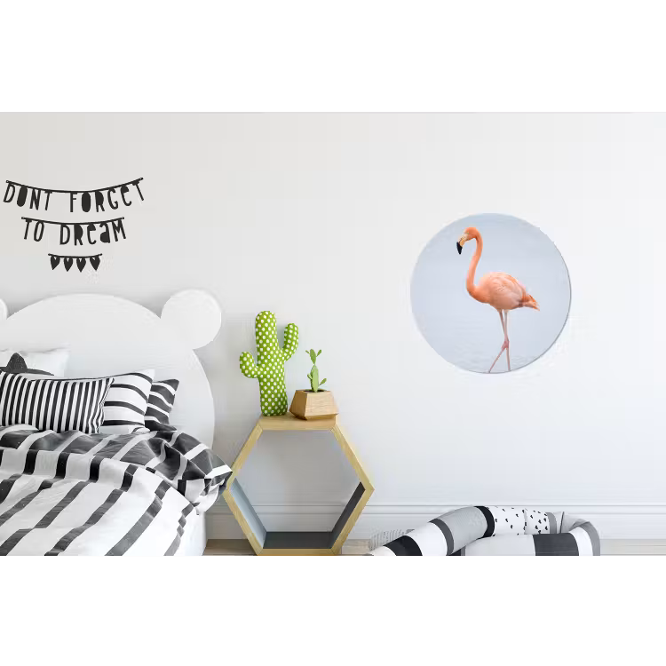 Flamingo - Zee - Roze Wandcirkel aluminium klein -kinderkamer