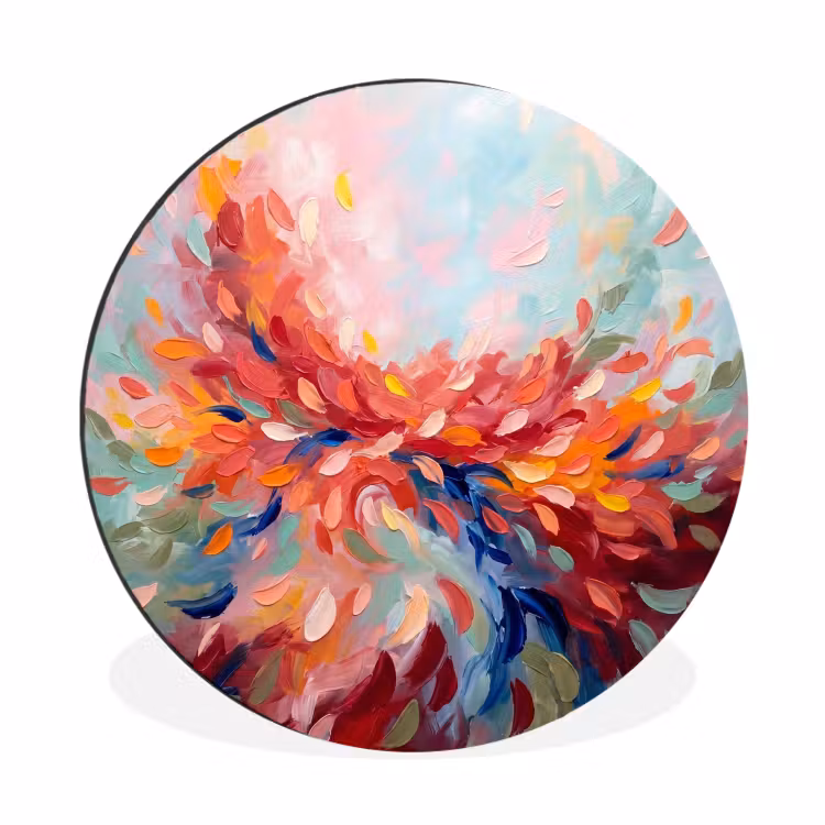 Bloemen - Abstract - Kunst - Modern Wandcirkel aluminium klein -3d
