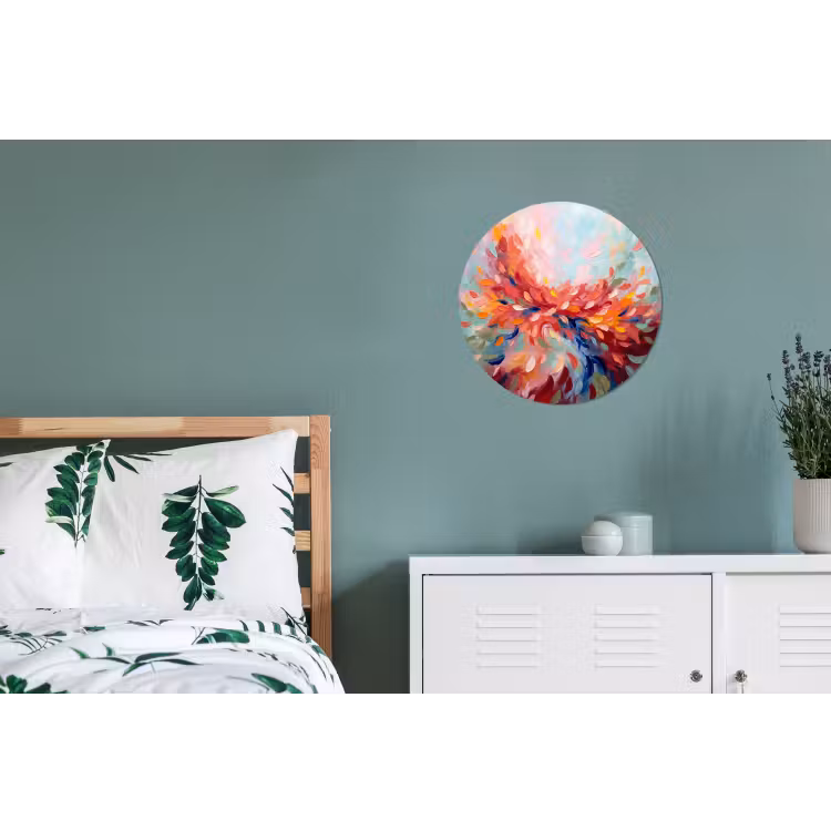 Bloemen - Abstract - Kunst - Modern Wandcirkel aluminium klein -slaapkamer