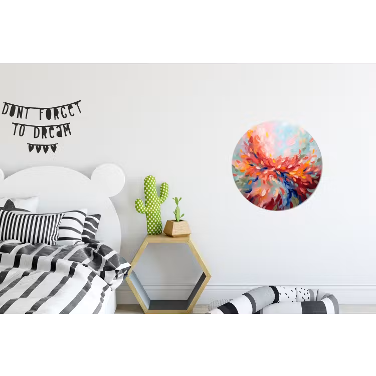 Bloemen - Abstract - Kunst - Modern Wandcirkel aluminium klein -kinderkamer