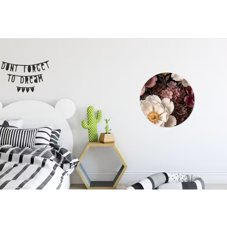 Bloemen - Boeket - Klassiek - Donker - Rood Wandcirkel aluminium klein -kinderkamer