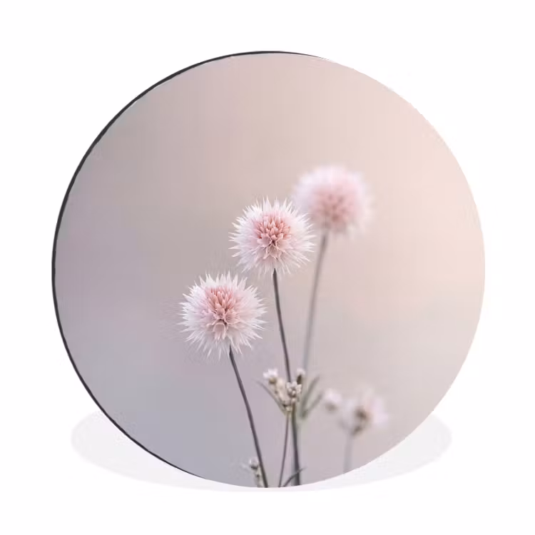 Bloemen - Bollen - Roze Wandcirkel aluminium klein -3d