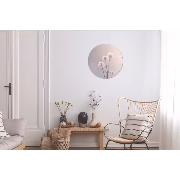 Bloemen - Bollen - Roze Wandcirkel aluminium klein -woonkamer