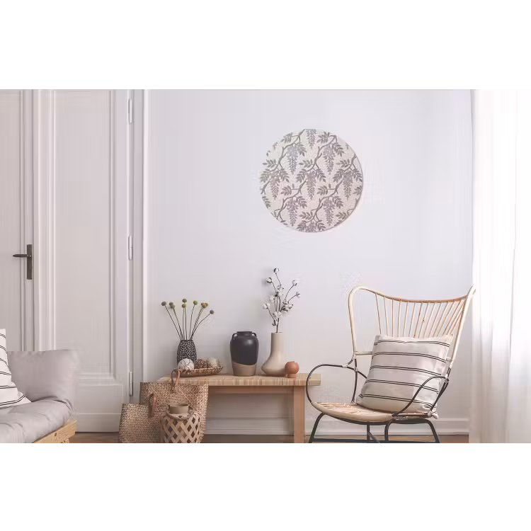 Bloemen - Mozaïek - Natuur - Patroon - Paars Wandcirkel aluminium klein -woonkamer