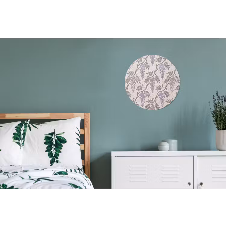 Bloemen - Mozaïek - Natuur - Patroon - Paars Wandcirkel aluminium klein -slaapkamer