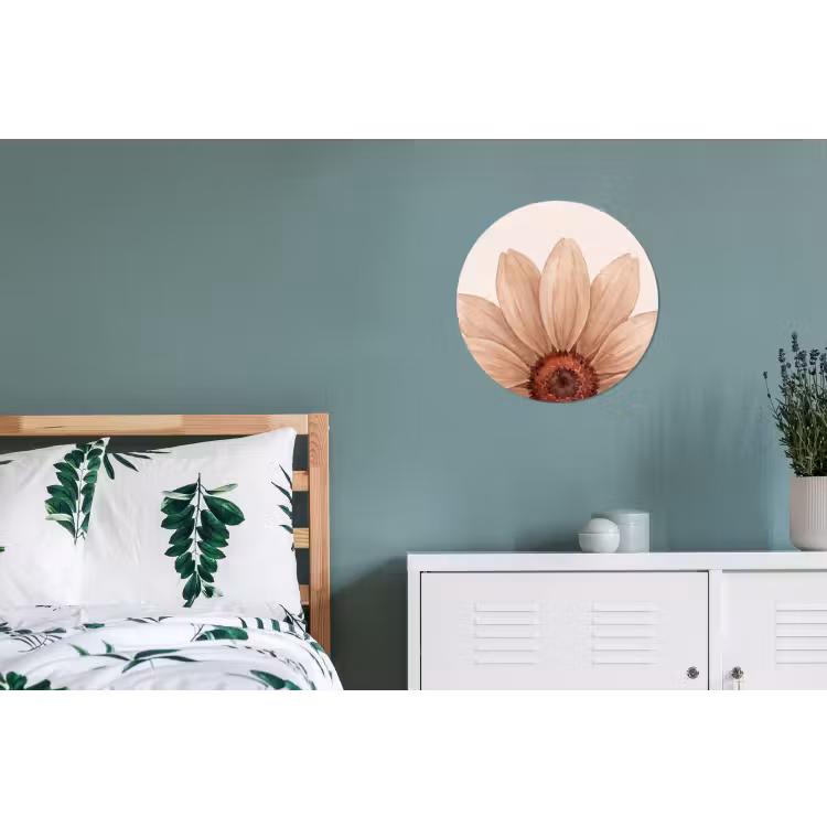 Bloemen - Bloemblad - Natuur - Aquarel - Beige Wandcirkel aluminium klein -slaapkamer