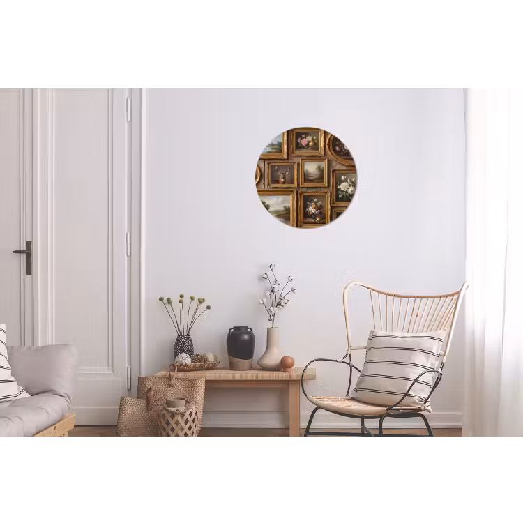Bloemen - Rozen - Klassiek - Vaas - Kleurrijk Wandcirkel aluminium klein -woonkamer
