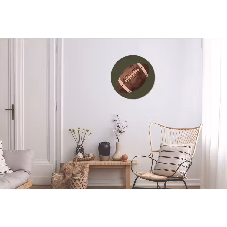 Football - Hout - Sport - Groen Wandcirkel aluminium klein -woonkamer