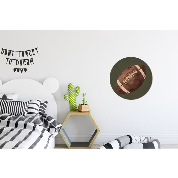 Football - Hout - Sport - Groen Wandcirkel aluminium klein -kinderkamer