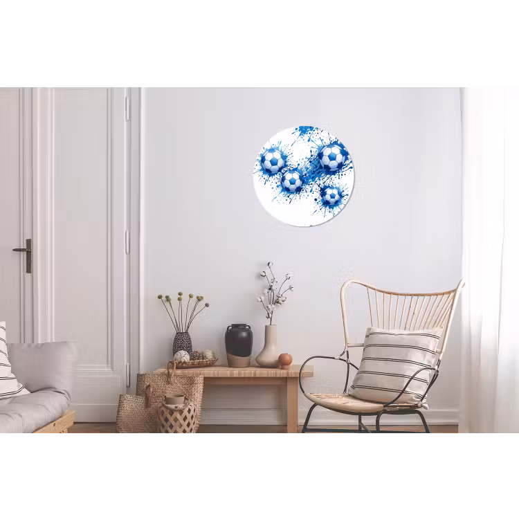 Voetballen - Verf - Sport - Blauw Wandcirkel aluminium klein -woonkamer