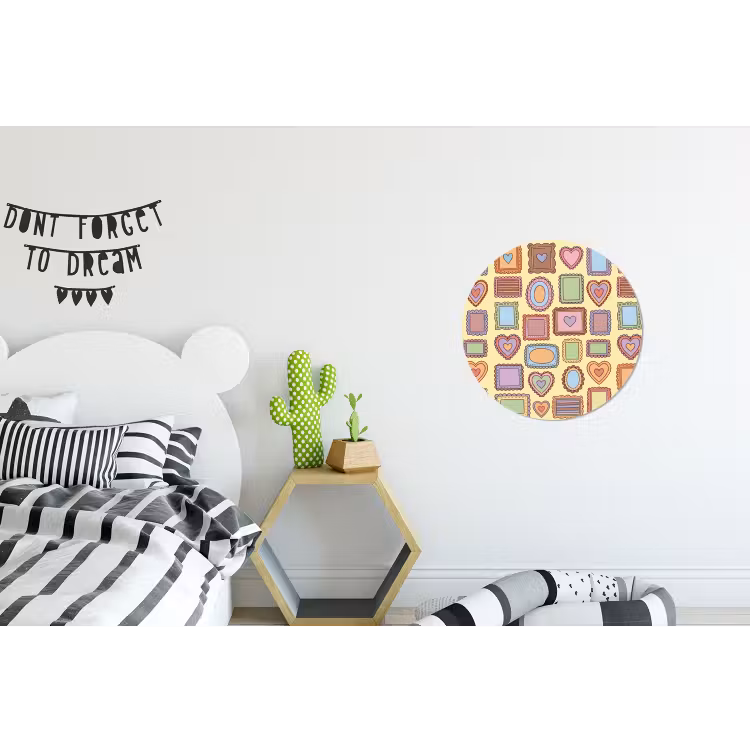 Lijst - Patroon - Hart - Speels - Kleurrijk Wandcirkel aluminium klein -kinderkamer