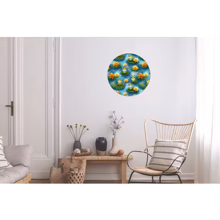 Kikker - Lelies - Groen Wandcirkel aluminium klein 190 -woonkamer