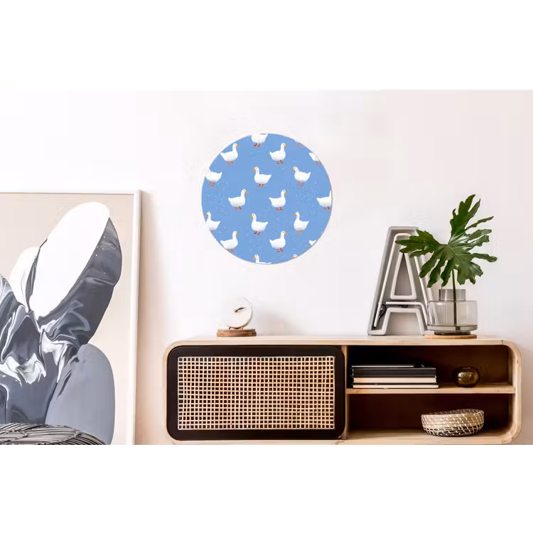 Ganzen - Elegant - Blauw Wandcirkel aluminium klein 190 -kantoor