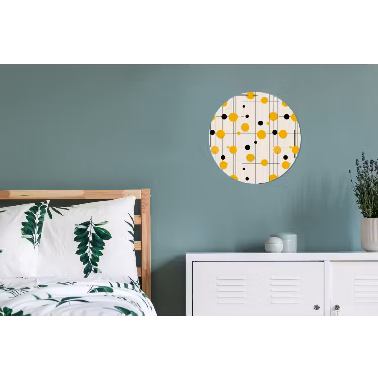 Geometrisch - Retro - Lijnen - Okergeel - Zwart Wandcirkel aluminium klein 190 -slaapkamer