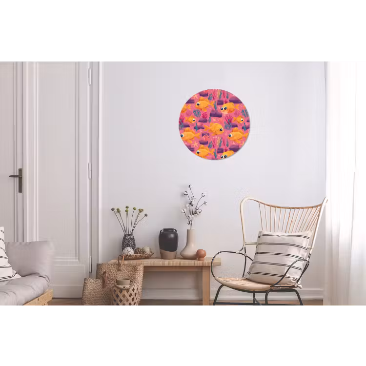 Goudvissen - Koraal - Kleurrijk Wandcirkel aluminium klein 190 -woonkamer