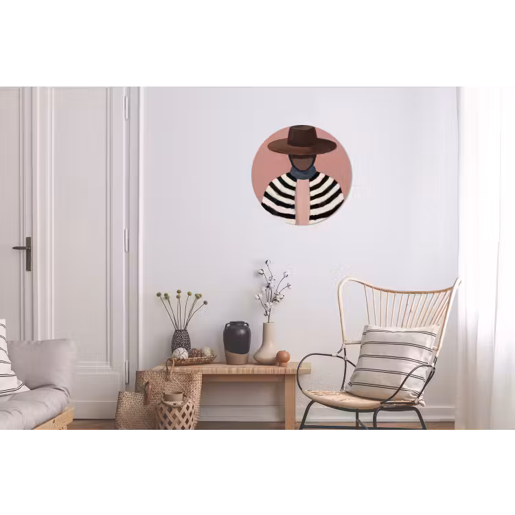 Grafisch - Vrouw - Roze Wandcirkel aluminium klein -woonkamer