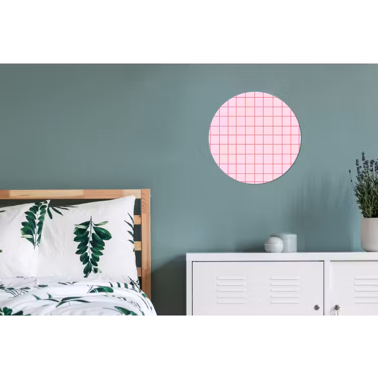 Raster - Patroon - Roze Wandcirkel aluminium klein 190 -slaapkamer