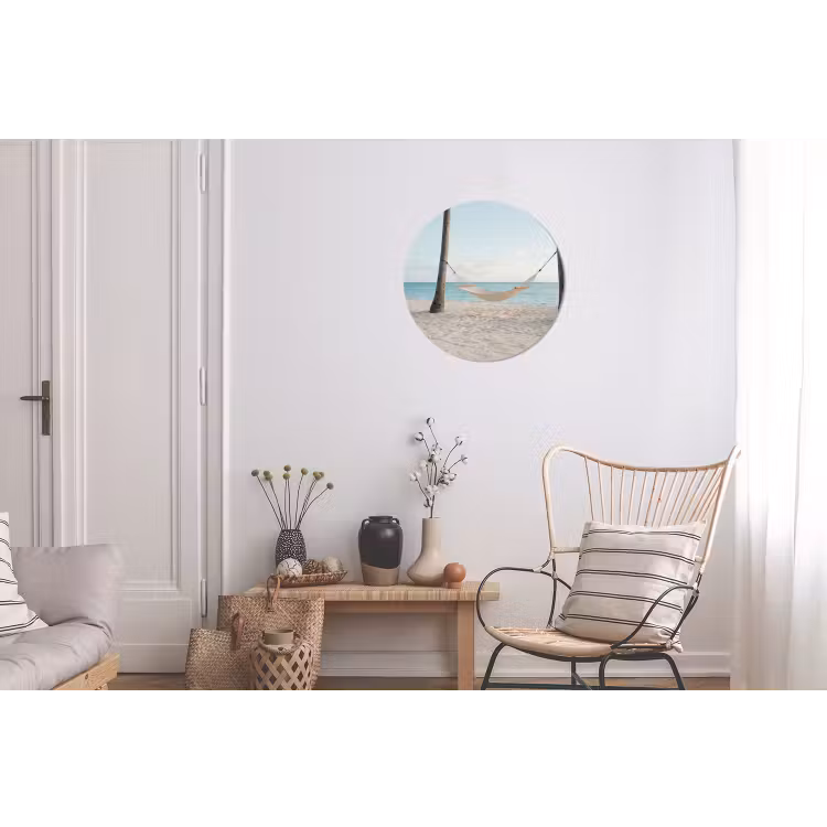 Hangmat - Strand - Wit Wandcirkel aluminium klein -woonkamer