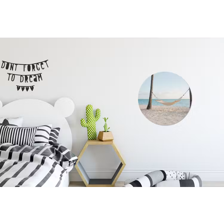 Hangmat - Strand - Wit Wandcirkel aluminium klein -kinderkamer