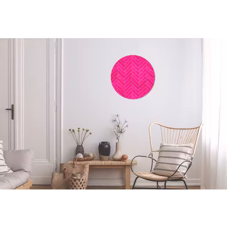 Visgraat - Wandtegel - Fuchsia - Roze Wandcirkel aluminium klein 190 -woonkamer
