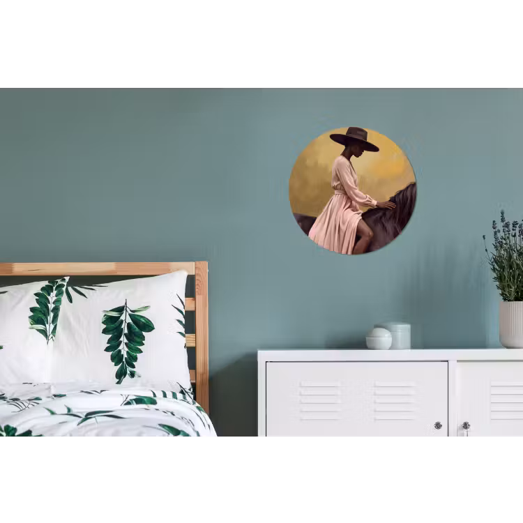 Paard - Klassiek - Oker Wandcirkel aluminium klein -slaapkamer