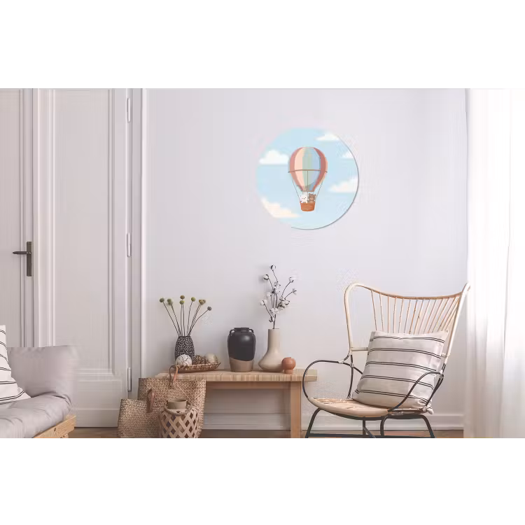 Luchtballon - Beren - Pastel Wandcirkel aluminium klein -woonkamer