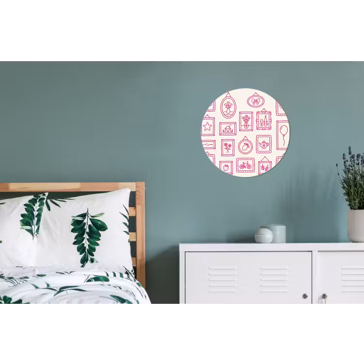 Illustratie - Collectie - Kunst - Minimalistisch - Roze Wandcirkel aluminium klein -slaapkamer