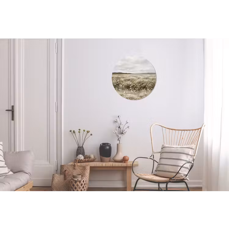Illustratie - Landschap - Wit Wandcirkel aluminium klein -woonkamer