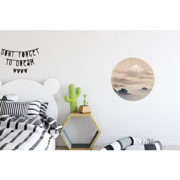Japans - Landschap - Beige Wandcirkel aluminium klein -kinderkamer