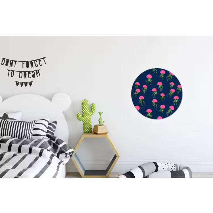 Kwallen - Diepzee - Neon Wandcirkel aluminium klein 190 -kinderkamer
