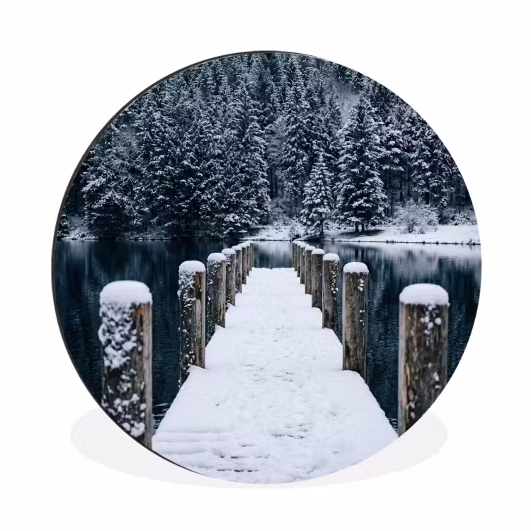 Steiger - Meer - Sneeuw - Bergen - Rustgevend Wandcirkel aluminium klein -3d